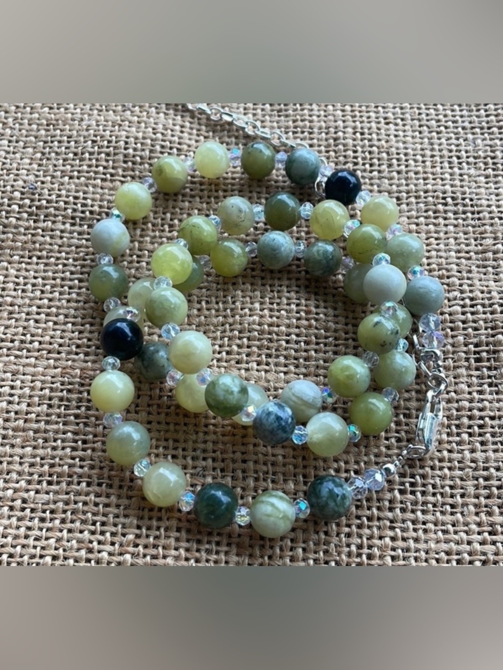 Polished Australian Jade necklaces / Crystal spacers New Handmade